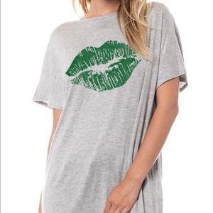 Lips kiss short sleeve graphic  T-Shirt.